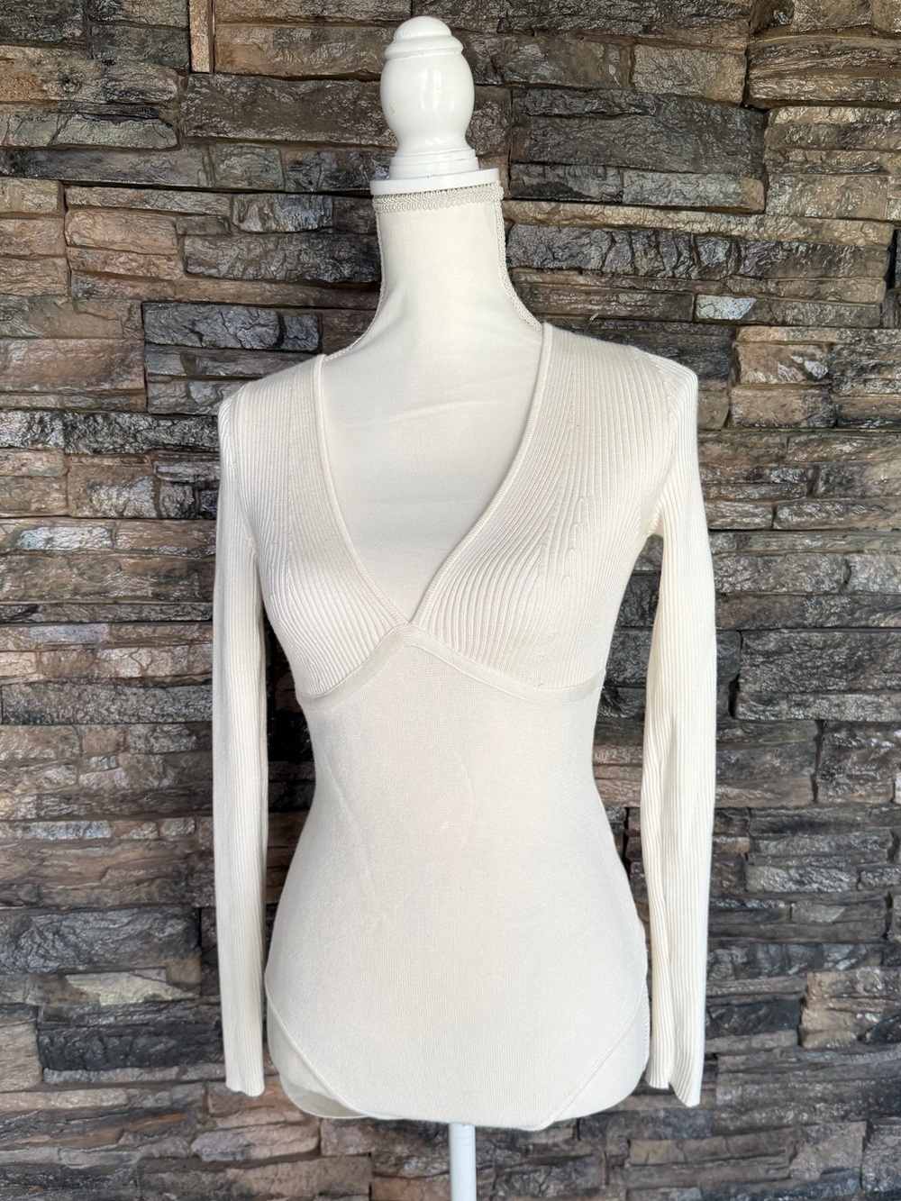Abercrombie & Fitch Ivory Ribbed Halter Tank